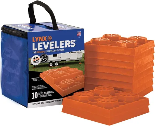Tri-Lynx Lynx Levelers - Bloques de nivelación entrelazados para RV/remolque/autocaravana/Vanlife con bolsa de almacenamiento de nailon para la