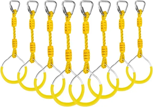 Miniatura 18 de Anillo de gimnasia con columpio para curso de obstáculos de guerrero Slackline, equipo de entrenamiento de trapecio y puño, 2 barras ninja moradas