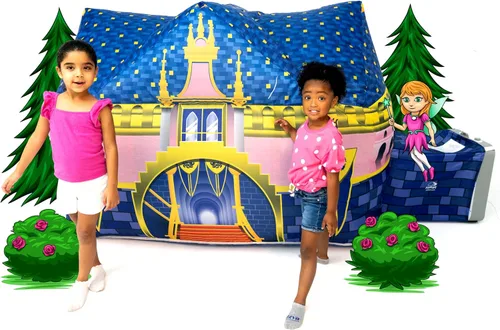Miniatura 20 de AirFort - Fuerte inflable para niños, se construye en 30 segundos, tienda de campaña para jugar a partir de 3 años (pelota de playa azul)