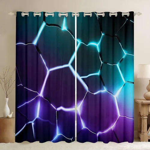Miniatura 10 de Cortinas opacas con estampado de panal de abeja verde (30% -50%) con patrón hexagonal para ventana, cortina geométrica de colmena para dormitorio