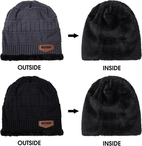 Miniatura 49 de Loritta Gorro de invierno cálido de punto grueso y holgado para hombre