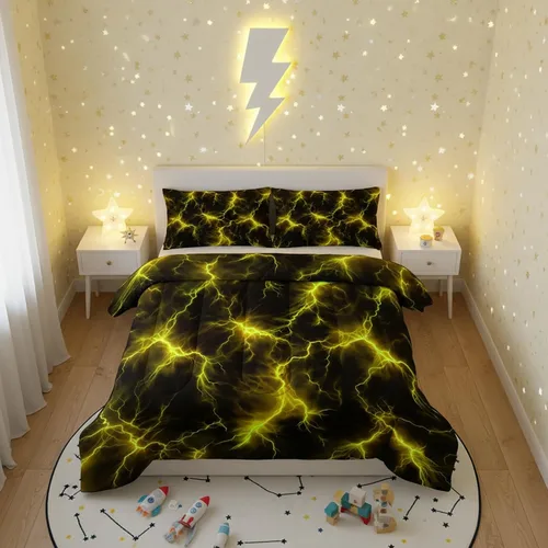 Miniatura 14 de QOOMO Juego de edredón de fútbol americano de 3 piezas, tamaño individual, juego de ropa de cama de fuego y agua para adolescentes, niños y niñas