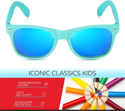 Miniatura 254 de Retro Rewind Lentes de sol para niños y niñas de 3 a 12 años, inastillables, UV400, lentes de sol para niños pequeños