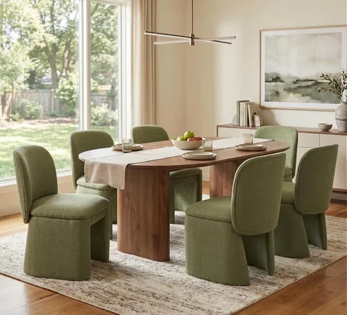 Miniatura 29 de Hyfirm Juego de 4 sillas de comedor tapizadas modernas, sillas de comedor laterales de chenilla, sillas de cocina sin brazos, sillas Parsons