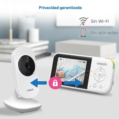 Miniatura 8 de VTech VM819-2 Monitor de bebé, pantalla de 2.8 pulgadas, 2 cámaras, rango de 1000 pies, visión nocturna, audio de 2 vías, sensor de temperatura