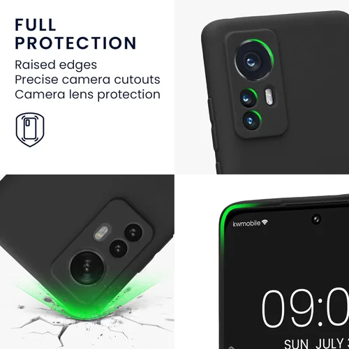 Miniatura 3 de kwmobile Funda compatible con Xiaomi 12/12X - Funda protectora delgada de TPU para teléfono - Acabado mate suave - Negro mate
