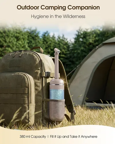 Miniatura 4 de Bidé portátil para viajes y campamentos, botella peri manual de mano para higiene femenina, 3 sellos a prueba de fugas, rociador extensible con Caqui