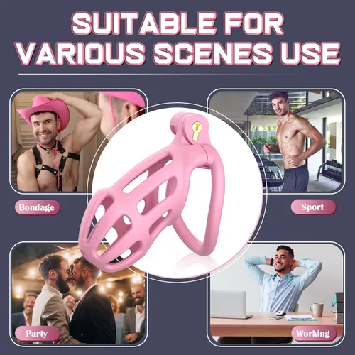 Miniatura 4 de Jaula de castidad masculina, juguetes sexuales, dispositivos de castidad, jaula de pene para control de erección, cerradura de castidad masculina