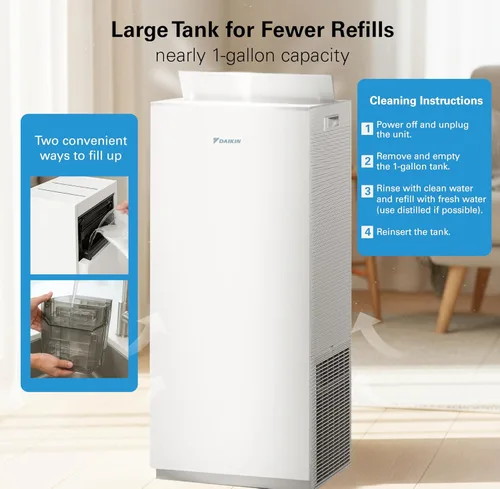 Miniatura 4 de Daikin Paquete de purificador de aire de habitación, purificador de aire HEPA con prefiltro, filtro de luz LED de carbono y UVC, cero ozono