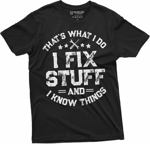 Miniatura 2 de Camiseta divertida con texto en inglés "I fix Stuff" para hombre