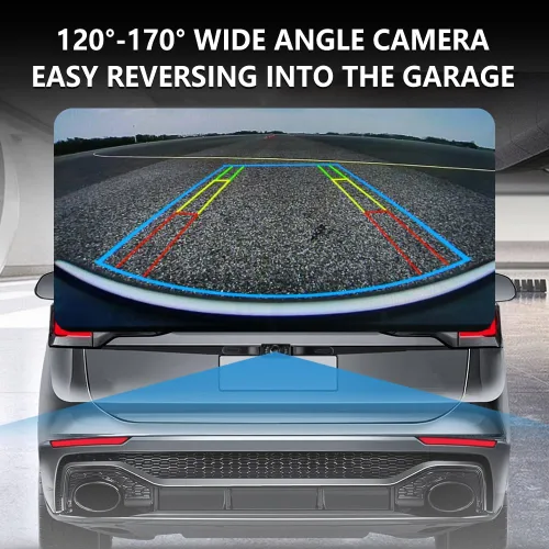 Miniatura 4 de Cámara de respaldo para automóviles con 8 luces, cámara de respaldo de visión nocturna SD de placa de matrícula con ángulo amplio de 170°, cámara