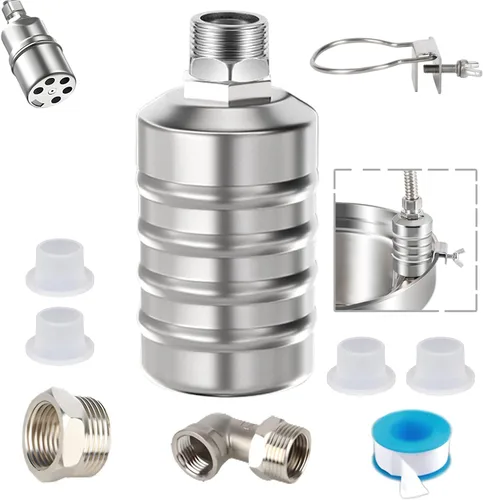 Válvula Flotadora de Control Automático de Nivel de Agua 1/2" 3/4" - Acero Inoxidable 304, Sin Bomba Necesaria para Tanques de Agua, Estanques de 1