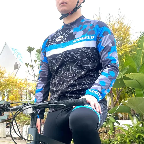 Miniatura 26 de sponeed Ropa de ciclismo para hombre, manga larga, para bicicleta de montaña, camiseta de bicicleta de carretera, pantalones acolchados, trajes