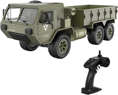 GoolRC Camión militar RC, auto de control remoto a escala 1:12 6WD, autos militares de 2.4 GHz, camión todoterreno todo terreno, vehículo de juguete