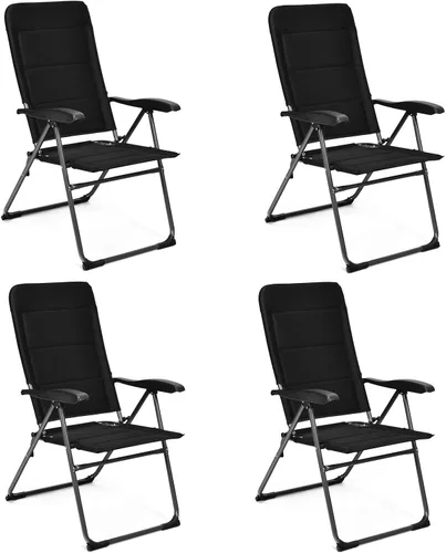S AFSTAR Sillas plegables para patio, juego de 4 sillas portátiles con reposabrazos y respaldos ajustables para césped, piscina, balcón (4)