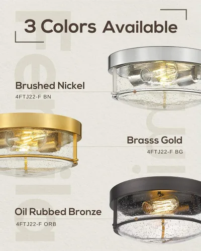 Miniatura 6 de FEMILA Lámpara de techo de 12 pulgadas, luz empotrada de 2 luces para dormitorio, cocina, comedor, pasillo, entrada, acabado dorado de latón