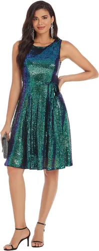 Miniatura 3 de GRACE KARIN - Vestido vintage sin mangas, con escote barco y cinturón, vestido de té