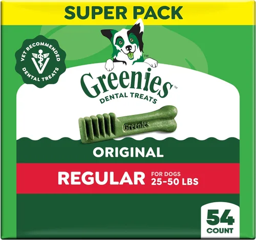 Greenies Golosinas dentales regulares originales para perros, paquete de 54 onzas (54 golosinas)