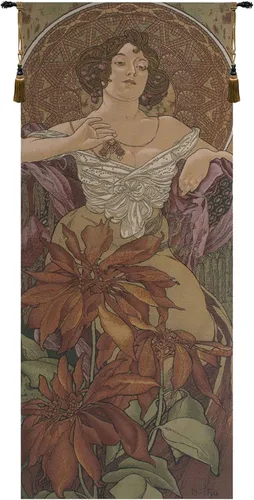 Miniatura 10 de Charlotte Home Furnishings Inc - Tapiz belga de primera calidad con piedra de amatista Mucha para colgar en la pared, 67 x 28 pulgadas, mezcla