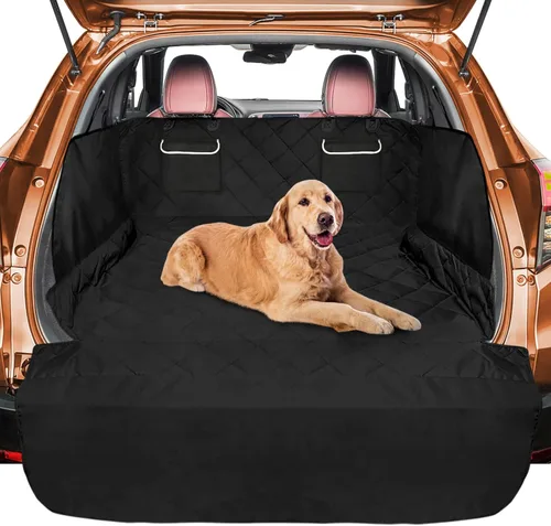 Miniatura 10 de FunniPets Forro de carga para SUV, funda de carga para perro resistente al agua con protector de paredes laterales y solapa para parachoques, Negro
