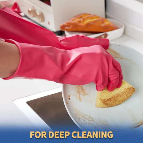 Miniatura 7 de BOOMJOY Guantes de limpieza de nitrilo, guantes resistentes para lavar platos, guantes grandes reutilizables para cocina, baño, jardinería, trabajo