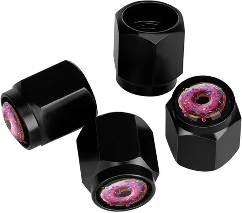 Miniatura 8 de Wolf - Tapones de válvula de neumático con bandera americana, tapas de válvula de neumático de aluminio negro, cubiertas universales