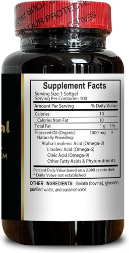 Miniatura 4 de Aceite de linaza puro de 1000 mg – Fórmula natural prensada en frío – Fuente de omega-3 y omega-6 a base de plantas sin OMG – Apoyo energético – 1