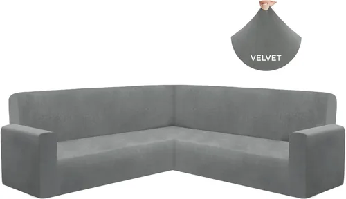HDCAXKJ Fundas de terciopelo para sofá modular en forma de L, fundas elásticas y suaves para sofá, protector de muebles en forma de U para mascotas,