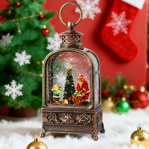 Miniatura 9 de Globo de nieve de Papá Noel de Navidad, linterna de globo de nieve musical con luces y temporizador de 6H, alimentado por batería y USB, globos