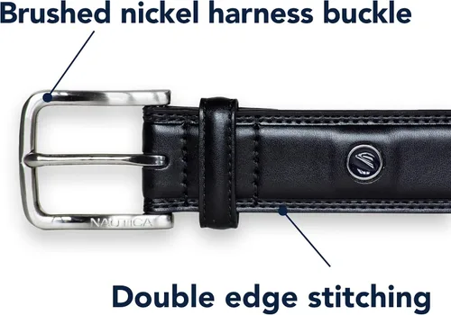 Miniatura 4 de Nautica Men's Logo Inlay Ornament Double Stitch Leather Belt