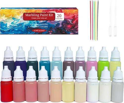 JAJADO Kit de 27 piezas de pintura de mármol de agua, tinta de mármol de pintura de agua y patrón de mármol turco, pintura flotante de vertido