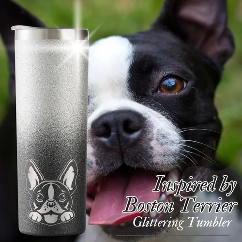 Miniatura 2 de Onebttl Boston Terrier - Regalos para mujeres, madres de perros, amantes de los perros, vaso delgado de 20 onzas con tapa y popote para Navidad