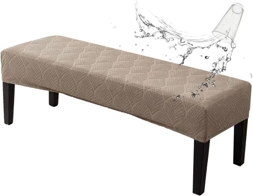 Miniatura 18 de Genina Fundas impermeables para banco de comedor, protector de asiento de banco de jacquard elástico, funda de banco rectangular para dormitorios