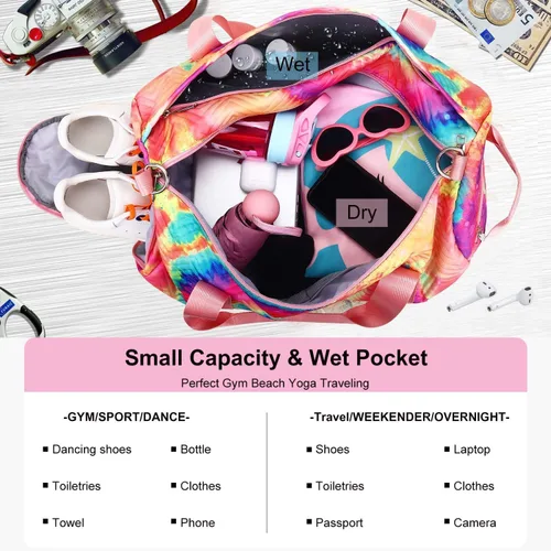 Miniatura 2 de Bolsa de lona para niñas, bolsas de gimnasio deportivas, bolsa de gimnasia, bolsa de viaje, bolsa de dormir con compartimento para zapatos