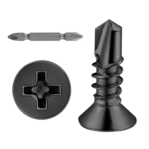 Miniatura 13 de Wensilon (300 piezas) #8×1” para chapa metálica Tornillos autorroscantes 410 de acero inoxidable negro de cabeza plana de alta resistencia Tornillos