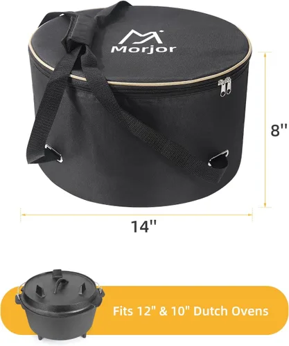 Miniatura 4 de Morjor Bolsa para horno holandés de 12 y 10 pulgadas, bolsa de transporte con correas cruzadas adicionales en el interior y 2 bolsillos