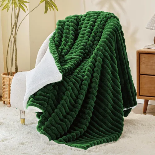 Miniatura 21 de INFIIXSO Manta de forro polar Sherpa tamaño Queen – Forro polar a rayas súper suave y cálido, acogedora manta de cama grande de felpa mullida