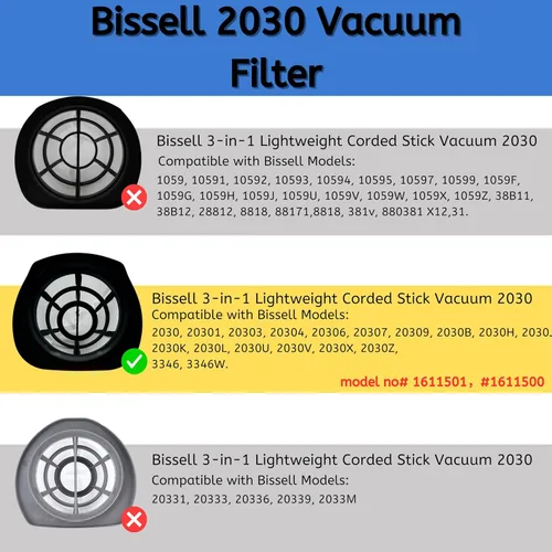 Miniatura 4 de Nispira 1611501 2030 Filtro de vacío de repuesto para Bissell con cable limpiador ligero 20303, 20306, 20307, 20309, 2030K, 2030U, 2030B, 3 paquetes