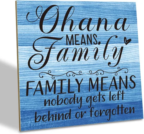 Miniatura 8 de Placa de Madera Familiar, "La Familia Significa Que Nadie Se Queda Atrás o Se Olvida", 15.7x15.7 cm Cartel de Arte de Mesa, Decoración de Cita