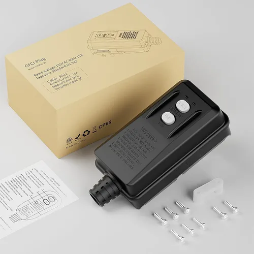 Miniatura 7 de Ensamblaje de enchufe de repuesto GFCI, reinicio automático de 15 amperios, 3 cables, 3 clavijas, impermeable, interruptor de circuito de falla a