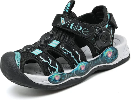JMFCHI FASHION Sandalias deportivas para niños, sandalias deportivas para exteriores, senderismo, atléticas, sandalias de playa con punta cerrada,