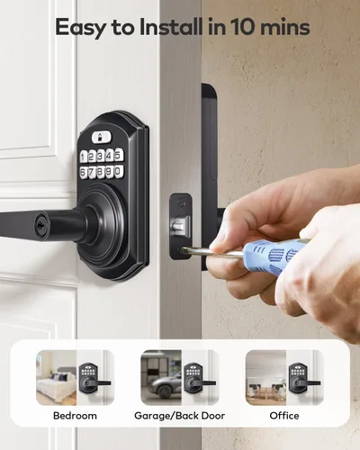 Miniatura 8 de TEEHO TE004 Cerradura de puerta con teclado de entrada sin llave con asa, cerradura electrónica digital inteligente para puerta