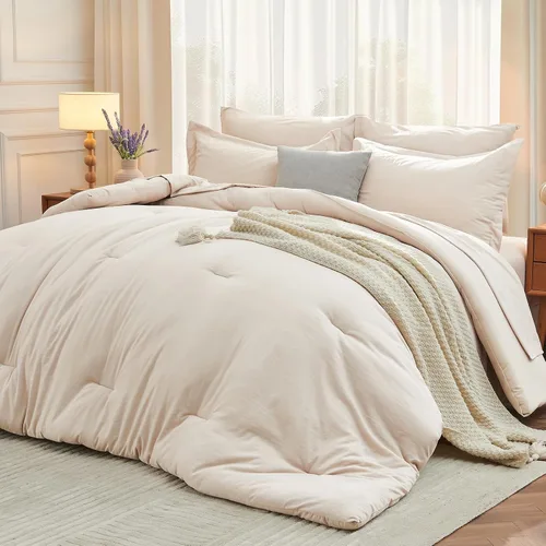 MUXHOMO Juego de edredón de 5 piezas Twin XL, cama suave en una bolsa tamaño Twin XL, juego de ropa de cama para todas las estaciones con edredón,