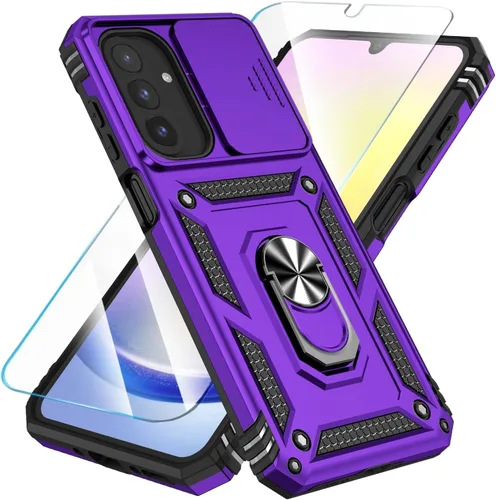 Miniatura 11 de SunStory Funda compatible con Samsung Galaxy A17 5G con protector de pantalla HD, cubierta de cámara deslizante y soporte de anillo giratorio, a