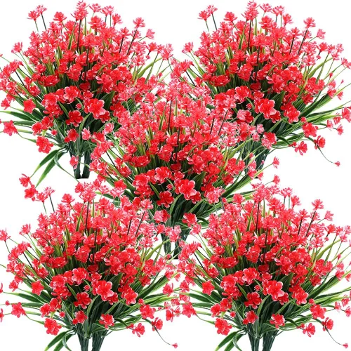 Miniatura 10 de Flores artificiales, 8 paquetes de plantas artificiales para exteriores, resistentes a los rayos UV, plantas artificiales, arbustos para interiores