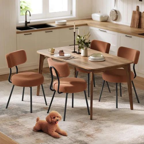 Miniatura 12 de VASAGLE Sillas de Comedor Boucle Juego de 4, Sillas Tapizadas de Cocina y Comedor con Respaldo Curvado y Marco de Acero, Modernas de Mediados