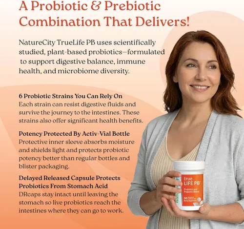 Miniatura 4 de NatureCity True-Life-PB - Mezcla de prebióticos y probióticos para mujeres y hombres, suplementos digestivos para la salud intestinal para mujeres