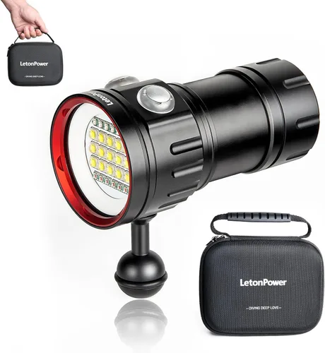 B15 Luz de Buceo Subacuática 8000 Lúmenes Luces de Vídeo Subacuáticas 80m Luz de Buceo para Deportes Bajo el Agua, Filmación Submarina y Fotografía