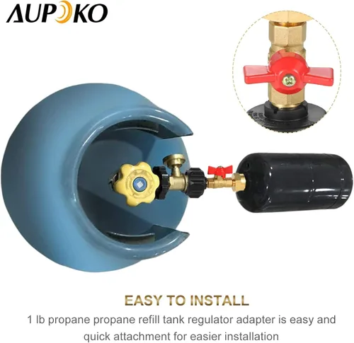 Miniatura 6 de Aupoko QCC1 Adaptador de presión de recarga de propano acoplador, para parrilla de campamento, tanque de botella de propano de 1 libra, cilindro