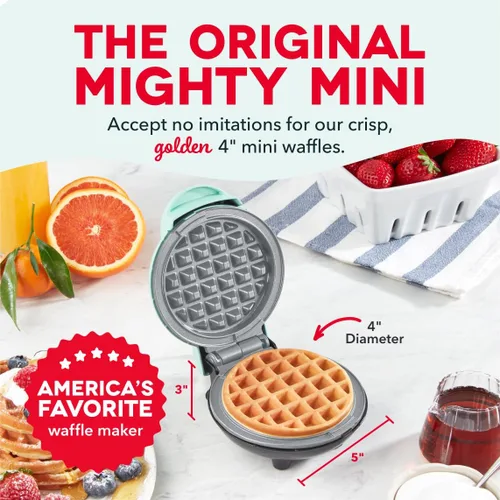 Miniatura 2 de Dash Mini Waffle Maker with Ceramic Nonstick Cooking Surface, 4 Inch Small Waffle Iron, Single Serve, Easy to Clean, Compact Breakfast Maker for